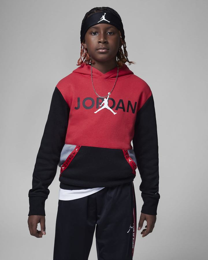 Nike Jordan Kids Vert Tape Fleece Za Dječake Majica S Kapuljačom Crvene | HR-18632YHKL