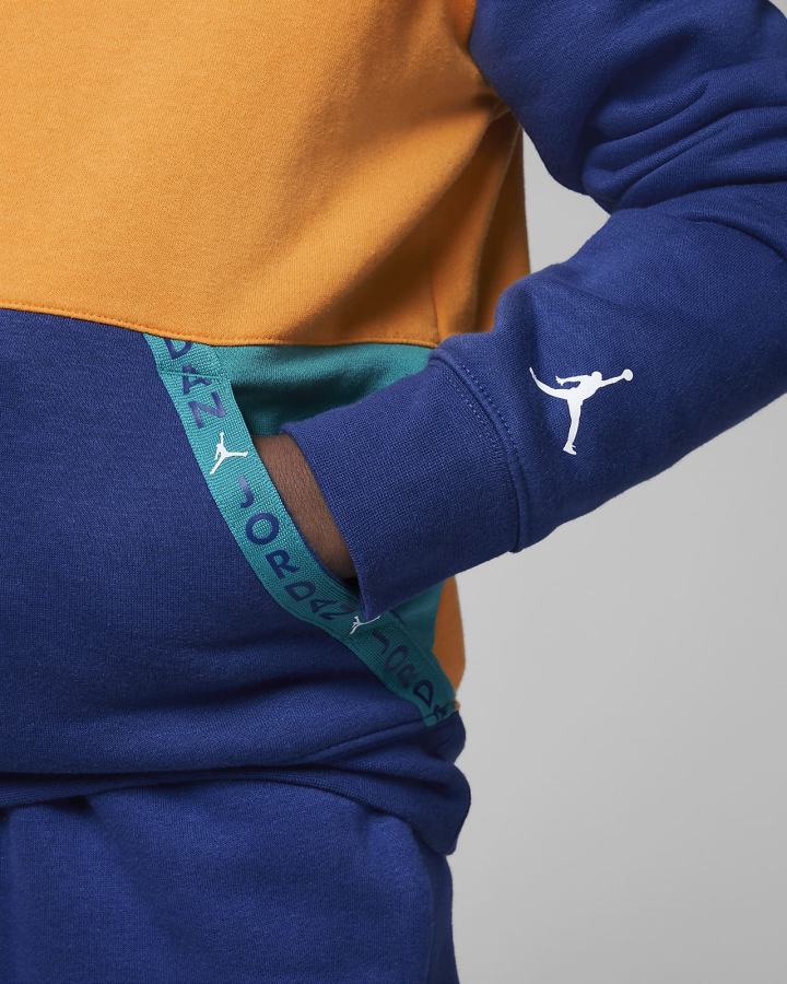 Nike Jordan Kids Vert Tape Fleece Za Dječake Majica S Kapuljačom Žute Plave | HR-69370RFGQ