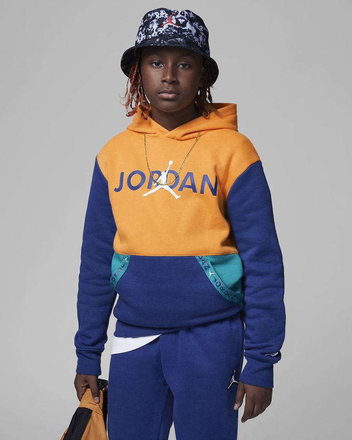 Nike Jordan Kids Vert Tape Fleece Za Dječake Majica S Kapuljačom Žute Plave | HR-69370RFGQ