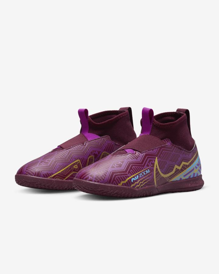 Nike Jr. Mercurial Zoom Superfly 9 Academy KM IC Kids Indoor/Court Za Djevojčice Nogometne Tenisice Plave Ljubičaste Metalne Zlatne | HR-32054NBHT