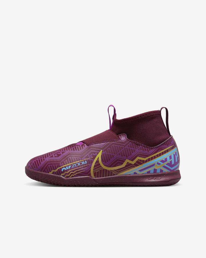 Nike Jr. Mercurial Zoom Superfly 9 Academy KM IC Kids Indoor/Court Za Djevojčice Nogometne Tenisice Plave Ljubičaste Metalne Zlatne | HR-32054NBHT