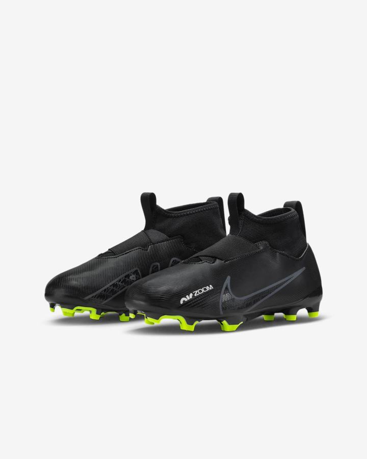 Nike Jr. Zoom Mercurial Superfly 9 Academy FG/MG Kids Multi-Ground Za Djevojčice Nogometne Kocke Crne Bijele Tamno Sive | HR-25746GBOK