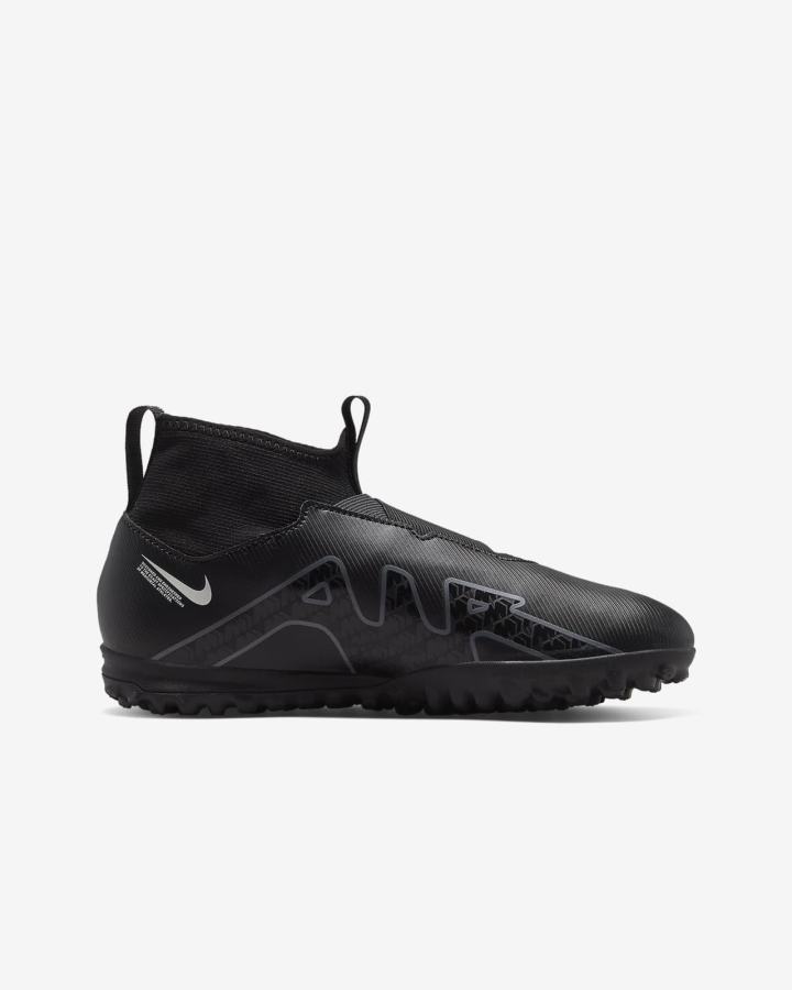 Nike Jr. Zoom Mercurial Superfly 9 Academy TF Kids Turf Za Djevojčice Nogometne Tenisice Crne Bijele Tamno Sive | HR-95307IBPS