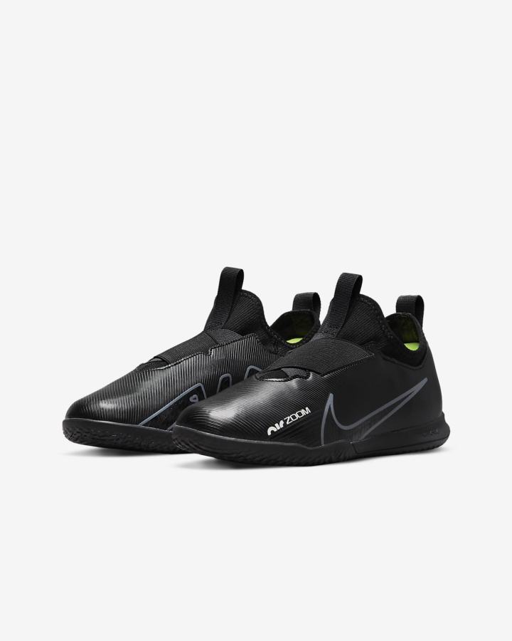 Nike Jr. Zoom Mercurial Vapor 15 Academy IC Kids Indoor/Court Za Djevojčice Nogometne Tenisice Crne Bijele Tamno Sive | HR-05271CDZP