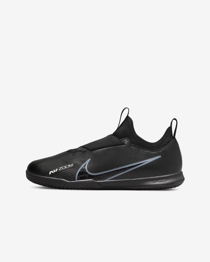 Nike Jr. Zoom Mercurial Vapor 15 Academy IC Kids Indoor/Court Za Djevojčice Nogometne Tenisice Crne Bijele Tamno Sive | HR-05271CDZP