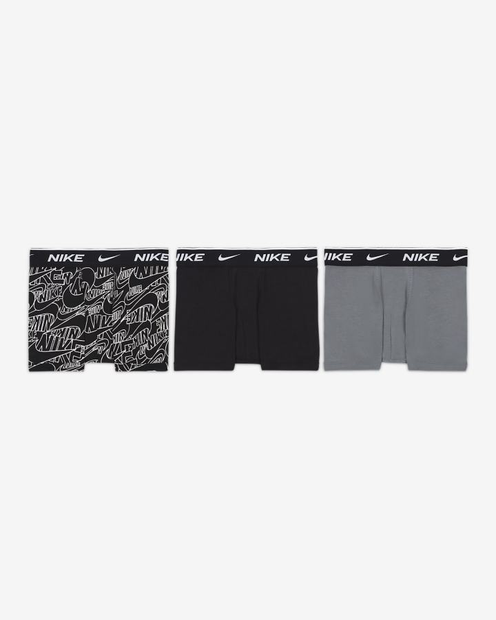 Nike Kids Boxer Briefs (3-Pack) Za Dječake Donje Rublje Tamno Sive Crne | HR-87493JDWQ