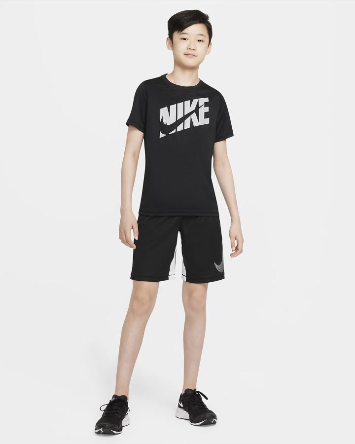 Nike Kids Short-Sleeve Training Top Za Dječake Majice Crne Svijetlo Sive | HR-36278FGPE