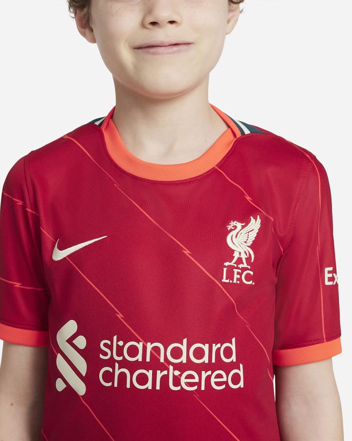 Nike Liverpool FC 2021/22 Stadium Home Kids Soccer Za Dječake Dres Crvene Svijetlo Crvene Kaki Boja | HR-89627ASFV