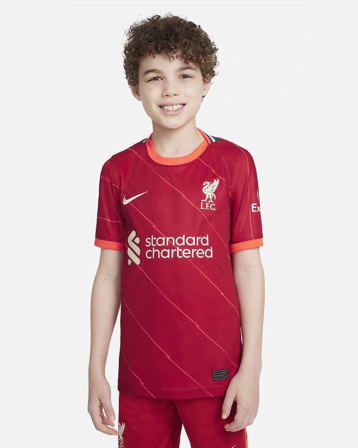 Nike Liverpool FC 2021/22 Stadium Home Kids Soccer Za Dječake Dres Crvene Svijetlo Crvene Kaki Boja | HR-89627ASFV