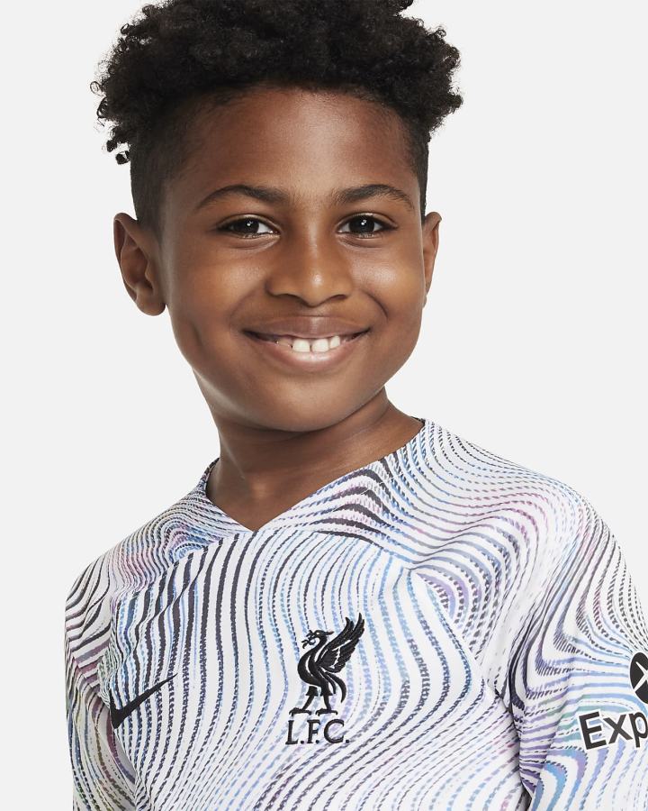 Nike Liverpool FC 2022/23 Stadium Away Kids Dri-FIT Soccer Za Dječake Dres Bijele Crne | HR-05127AZOP