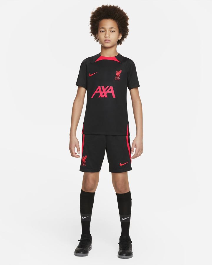 Nike Liverpool FC Strike Kids Dri-FIT Short-Sleeve Soccer Top Za Dječake Majice Crne Crvene | HR-04126UXFN