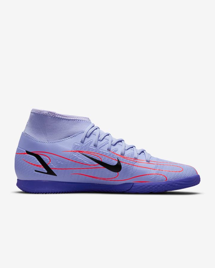 Nike Mercurial Superfly 8 Club KM IC Indoor/Court Ženske Nogometne Tenisice Indigo Svijetlo Crvene Metalne Srebrne | HR-03256JSPV