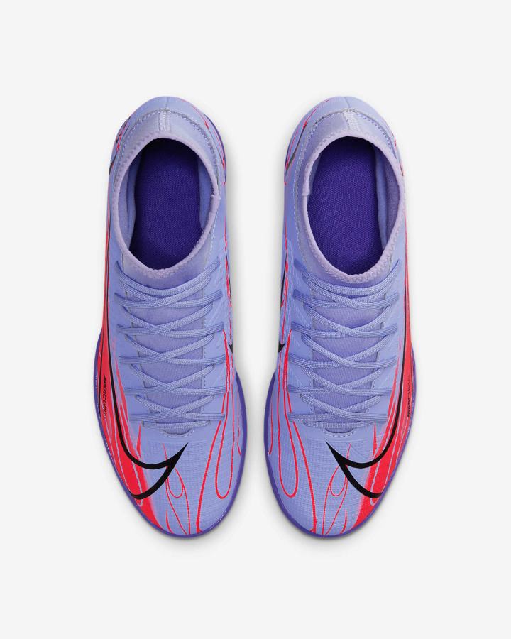 Nike Mercurial Superfly 8 Club KM IC Indoor/Court Ženske Nogometne Tenisice Indigo Svijetlo Crvene Metalne Srebrne | HR-03256JSPV