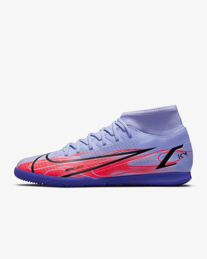 Nike Mercurial Superfly 8 Club KM IC Indoor/Court Ženske Nogometne Tenisice Indigo Svijetlo Crvene Metalne Srebrne | HR-03256JSPV