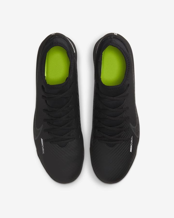 Nike Mercurial Superfly 9 Club TF Turf Ženske Nogometne Tenisice Crne Bijele Tamno Sive | HR-82145QPHE