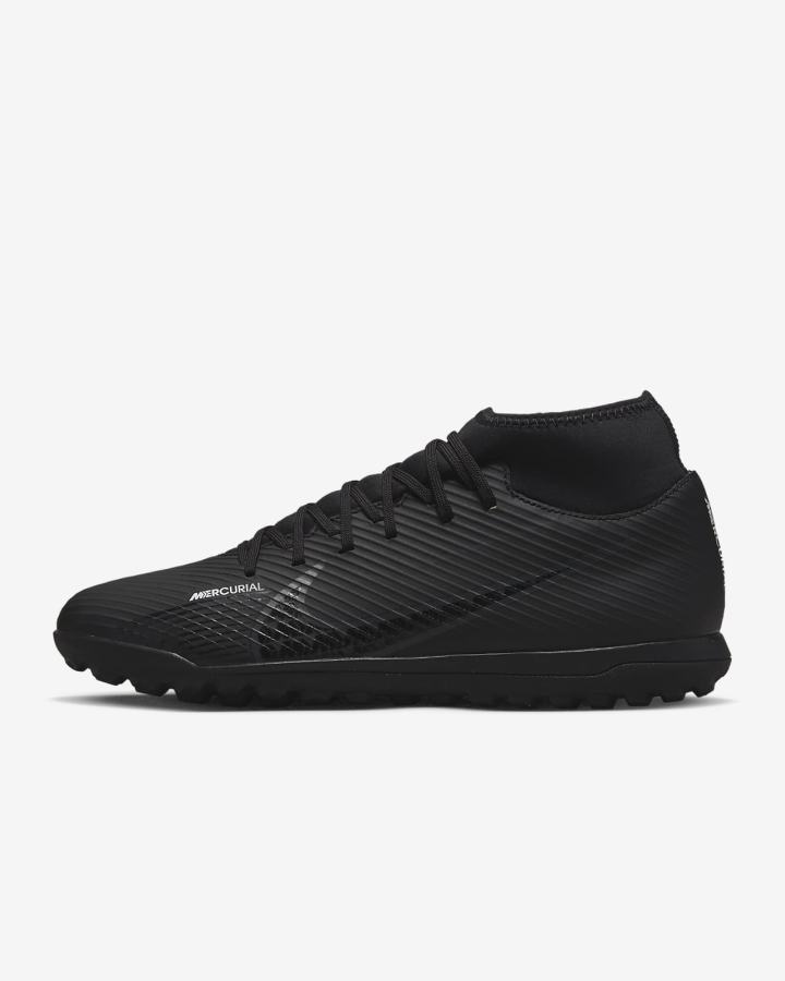 Nike Mercurial Superfly 9 Club TF Turf Ženske Nogometne Tenisice Crne Bijele Tamno Sive | HR-82145QPHE