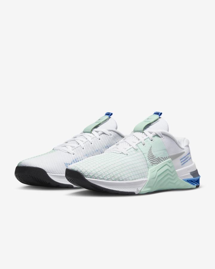 Nike Metcon 8 Ženske Cipele Za Trening Bijele Menta Plave Metalne Srebrne | HR-09256LRAP