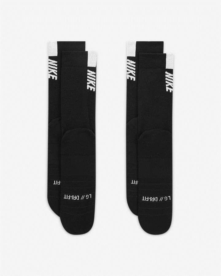 Nike Multiplier Crew Sock (2 Pairs) Muške Čarape Crne Bijele | HR-80129NDBI