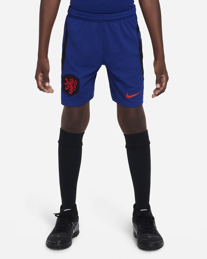 Nike Netherlands 2022/23 Stadium Away Kids Dri-FIT Soccer Za Dječake Kratke Hlače Tamno Kraljevska Plava Plave Crne Crvene | HR-47581YBGF