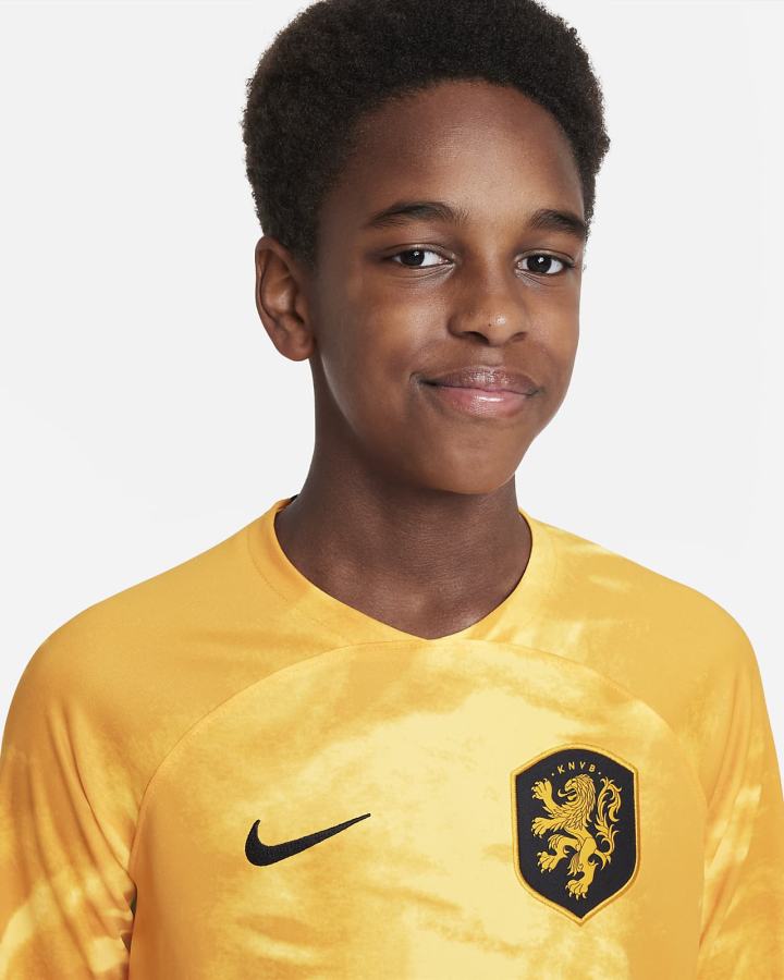 Nike Netherlands 2022/23 Stadium Home Kids Dri-FIT Long-Sleeve Soccer Za Dječake Dres Narančaste Crne | HR-34907BKLM