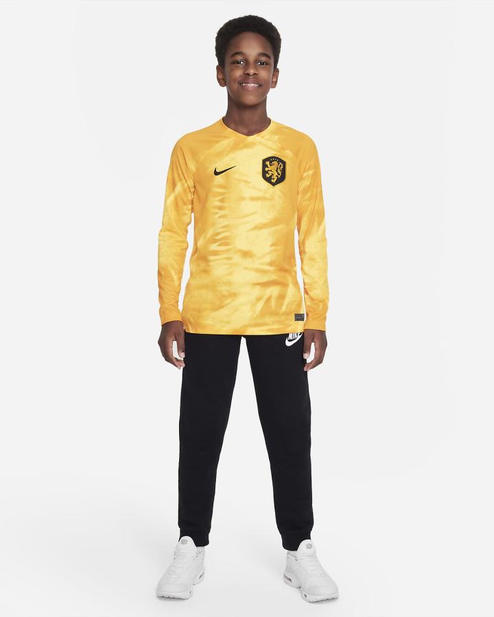 Nike Netherlands 2022/23 Stadium Home Kids Dri-FIT Long-Sleeve Soccer Za Dječake Dres Narančaste Crne | HR-34907BKLM