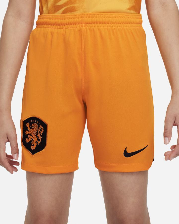 Nike Netherlands 2022/23 Stadium Home Kids Dri-FIT Soccer Za Dječake Kratke Hlače Narančaste Crne | HR-52361OJRN