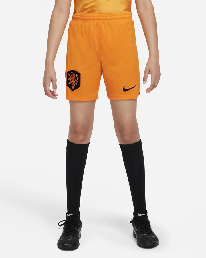 Nike Netherlands 2022/23 Stadium Home Kids Dri-FIT Soccer Za Dječake Kratke Hlače Narančaste Crne | HR-52361OJRN