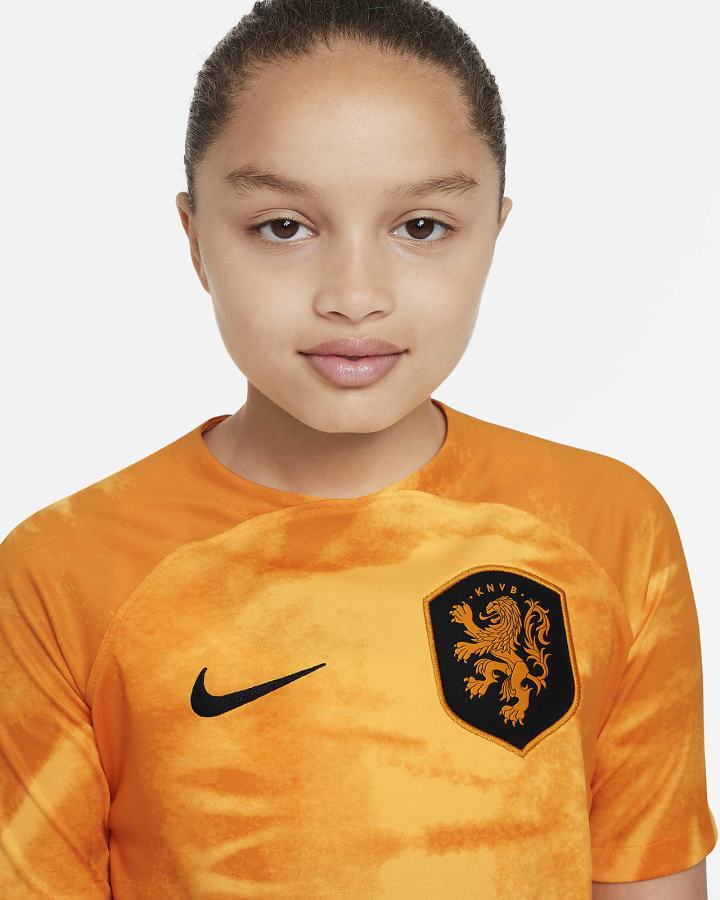 Nike Netherlands 2022/23 Stadium Home Kids Dri-FIT Soccer Za Dječake Dres Narančaste Crne | HR-57620QERJ