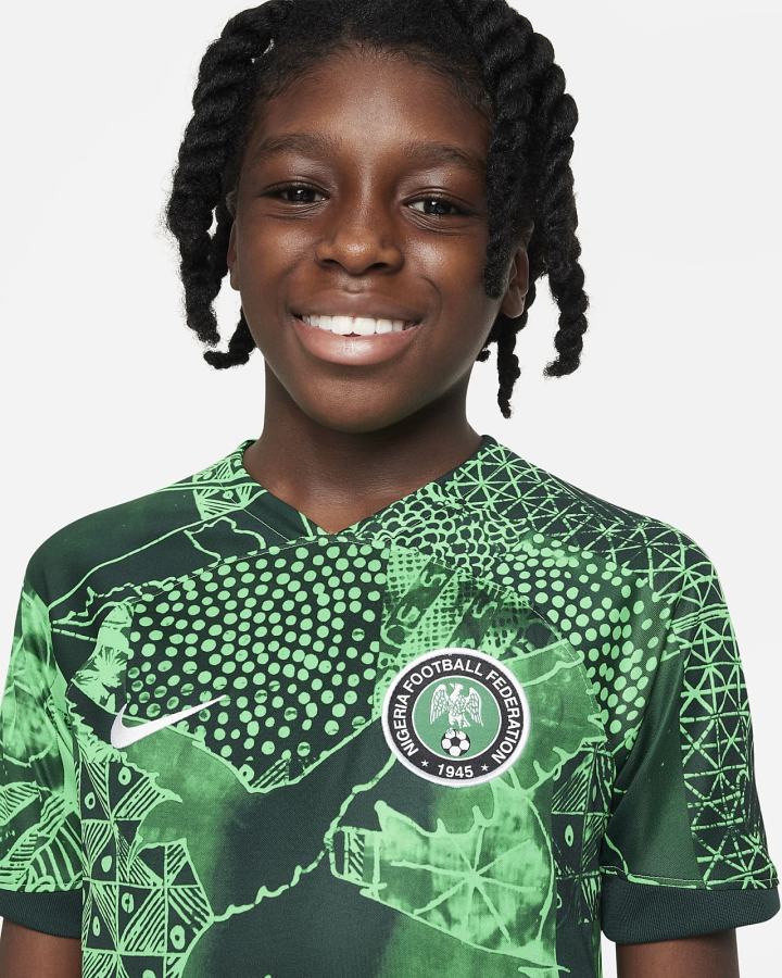 Nike Nigeria 2022/23 Stadium Home Kids Dri-FIT Soccer Za Dječake Dres Zelene Tamno Zelene Crne Bijele | HR-26709IZMH