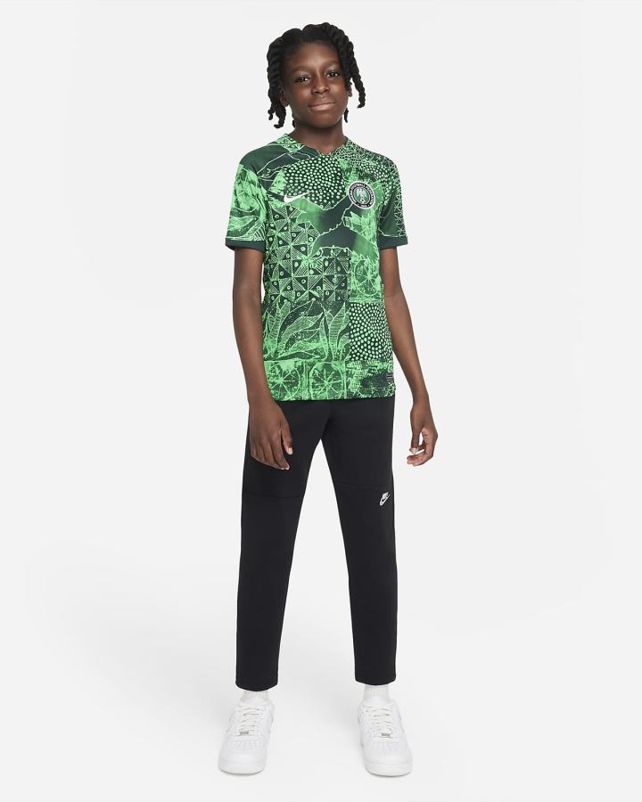 Nike Nigeria 2022/23 Stadium Home Kids Dri-FIT Soccer Za Dječake Dres Zelene Tamno Zelene Crne Bijele | HR-26709IZMH