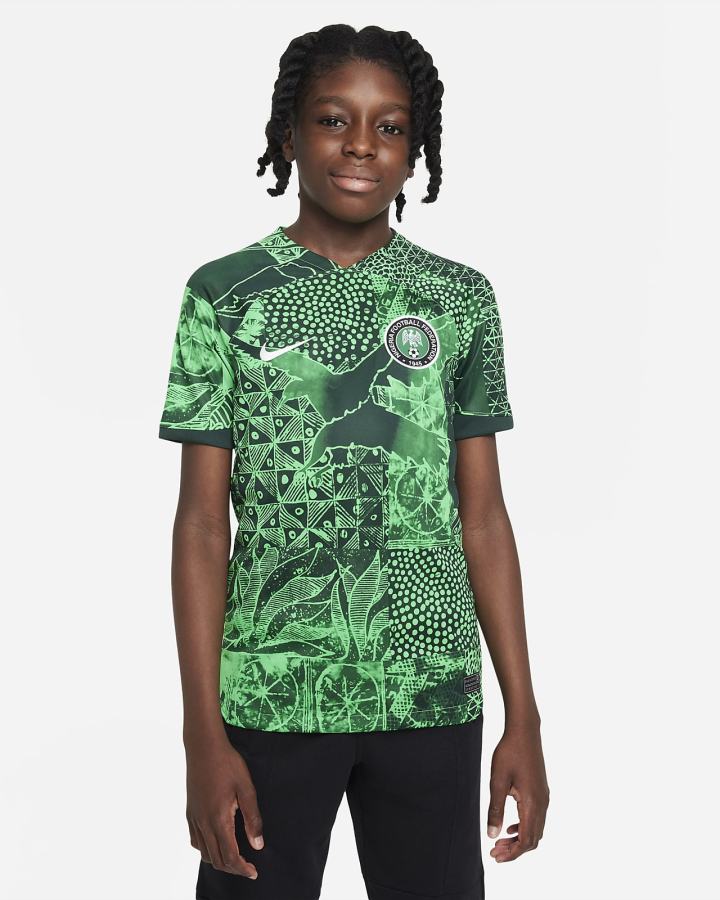 Nike Nigeria 2022/23 Stadium Home Kids Dri-FIT Soccer Za Dječake Dres Zelene Tamno Zelene Crne Bijele | HR-26709IZMH