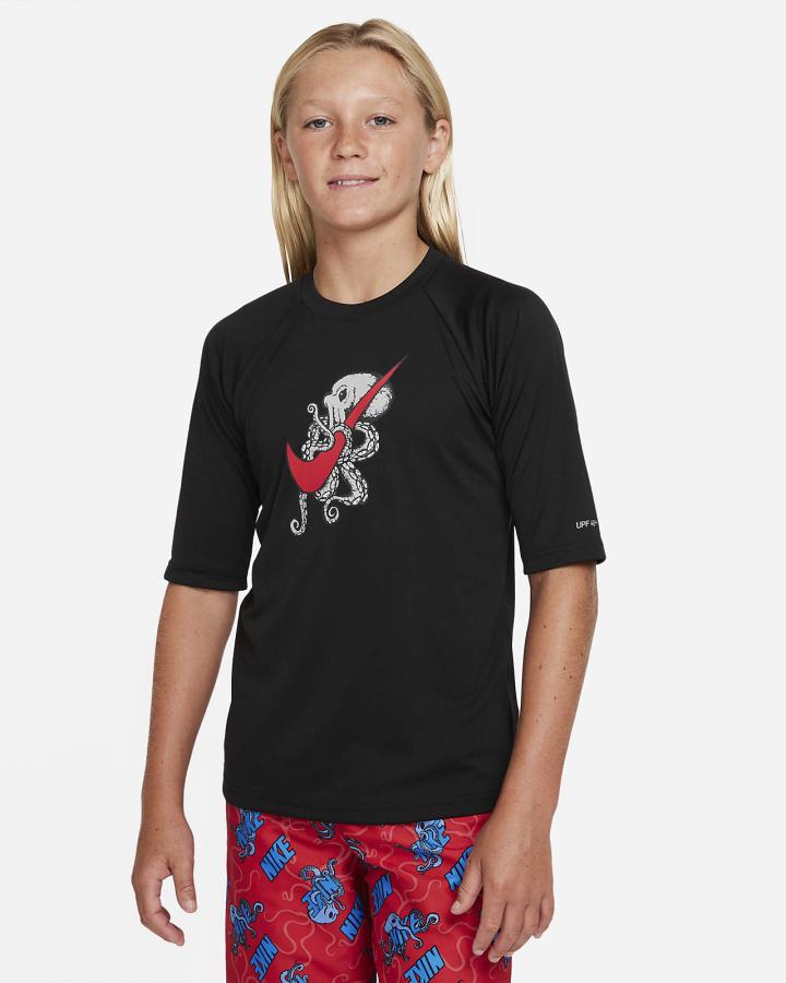 Nike Octologo Kids Short-Sleeve Hydroguard Za Dječake Majice Crne | HR-86095IPFN