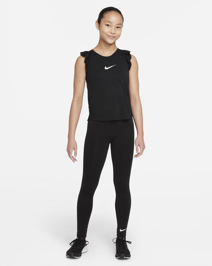 Nike One Kids Training (Extended Size) Za Djevojčice Majica Bez Rukava Crne Bijele | HR-73691DYLF