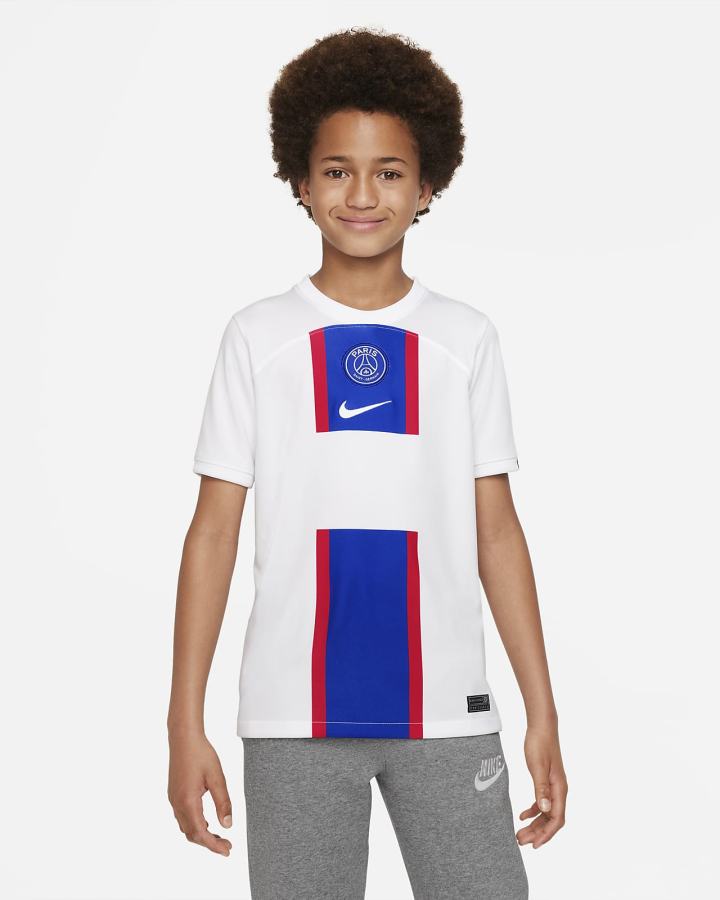 Nike Paris Saint-Germain 2022/23 Stadium Third Kids Dri-FIT Soccer Za Dječake Dres Bijele Kraljevska Plava Bijele | HR-42597WZKD