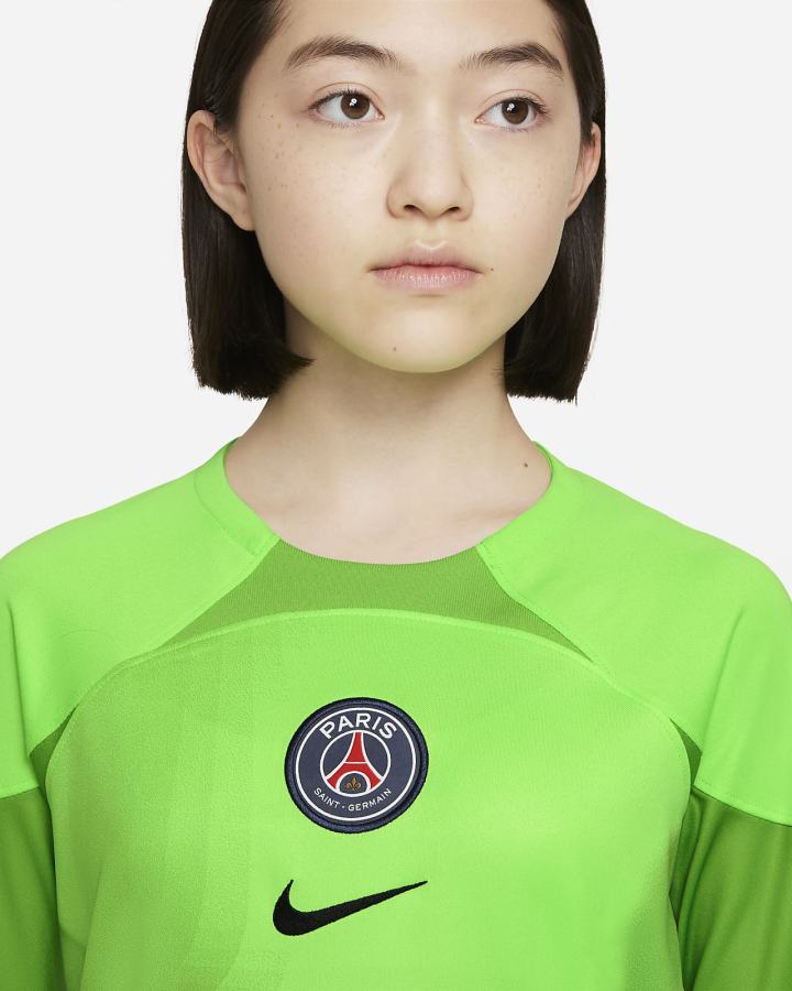 Nike Paris Saint-Germain 2022/23 Stadium Goalkeeper Home Kids Dri-FIT Soccer Za Djevojčice Dres Zelene Crne | HR-52084ZHSB