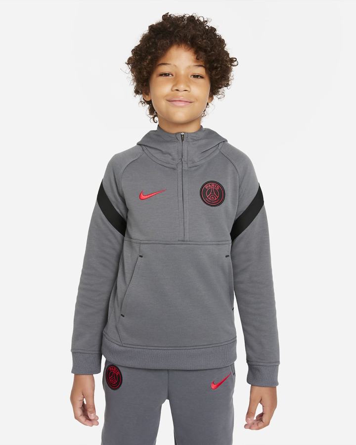 Nike Paris Saint-Germain Kids 1/2-Zip Fleece Soccer Za Djevojčice Majica S Kapuljačom Tamno Sive Crne Crvene | HR-41930IJOS