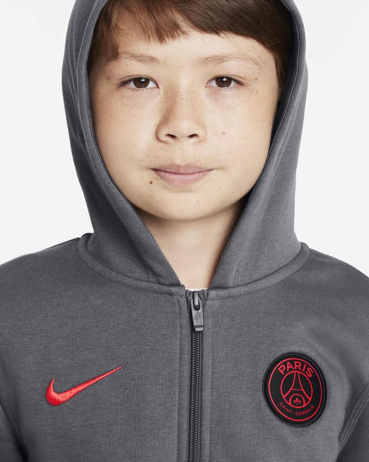 Nike Paris Saint-Germain Kids Full-Zip Fleece Za Dječake Majica S Kapuljačom Tamno Sive Crvene | HR-37148WMBF