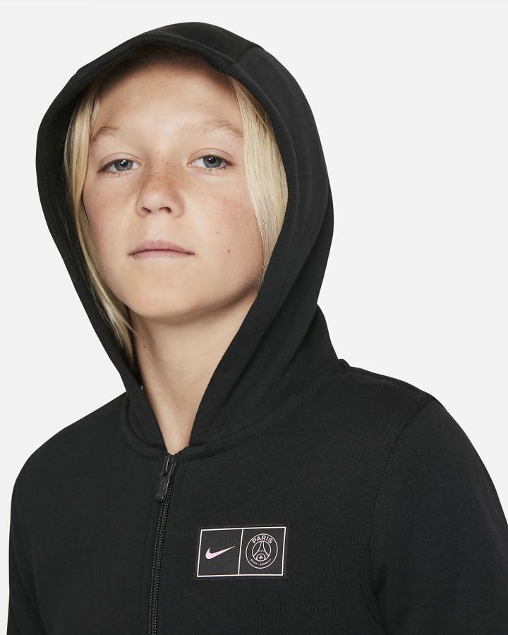 Nike Paris Saint-Germain Kids Full-Zip Fleece Za Dječake Majica S Kapuljačom Crne | HR-94057QYEV