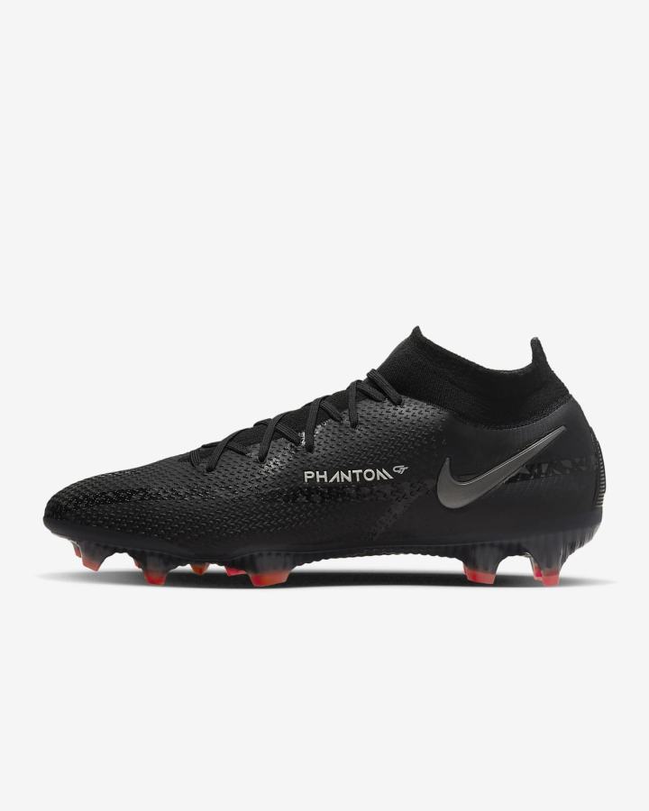 Nike Phantom GT2 Dynamic Fit Elite FG Firm-Ground Ženske Nogometne Kocke Crne Bijele Svijetlo Crvene Tamno Sive | HR-53791PRNM