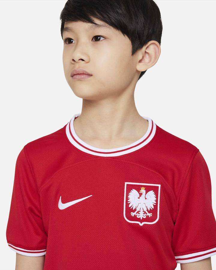 Nike Poland 2022/23 Stadium Away Kids Dri-FIT Soccer Za Djevojčice Dres Crvene Bijele | HR-68014NGUF