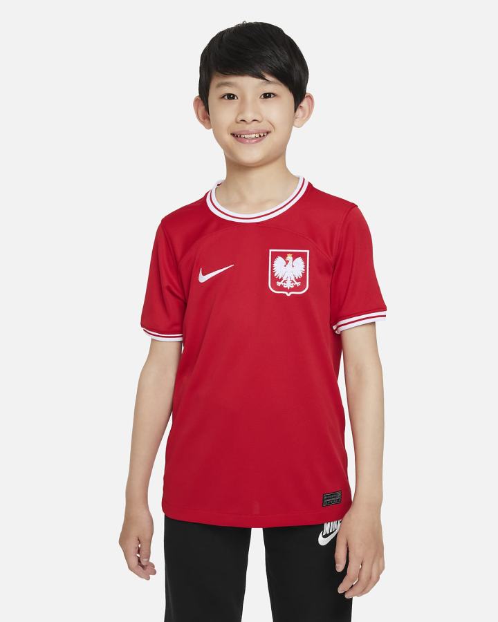 Nike Poland 2022/23 Stadium Away Kids Dri-FIT Soccer Za Djevojčice Dres Crvene Bijele | HR-68014NGUF