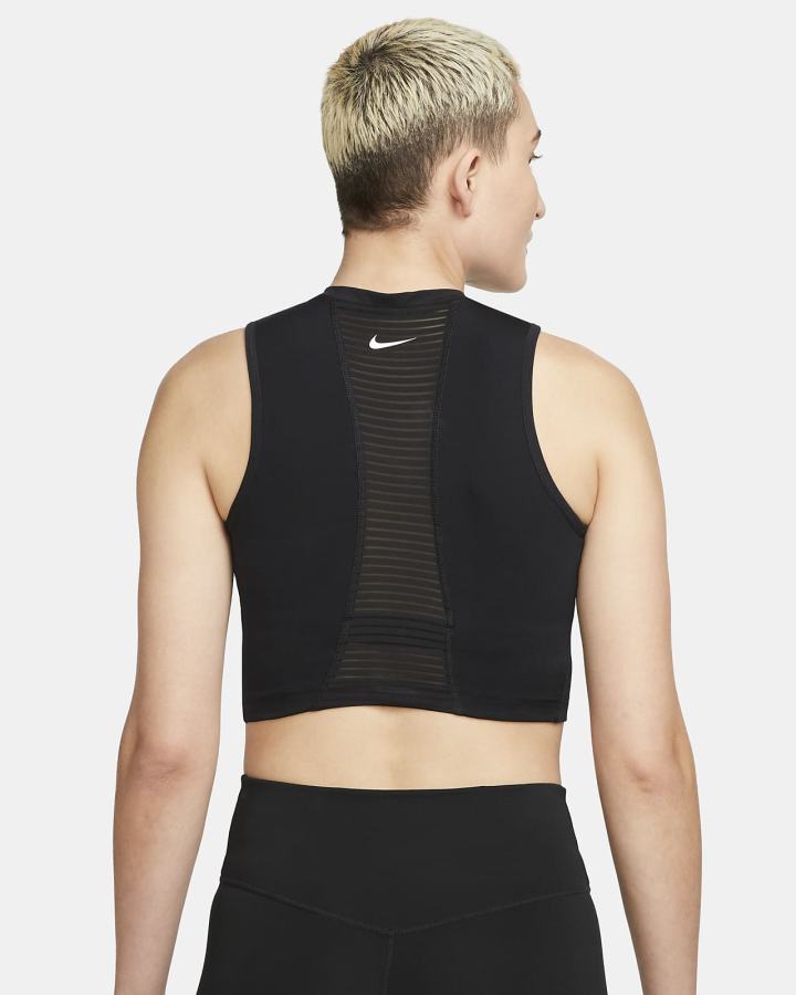 Nike Pro Dri-FIT Cropped Ženske Majica Bez Rukava Crne Bijele | HR-96472JBFR