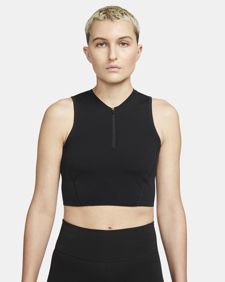 Nike Pro Dri-FIT Cropped Ženske Majica Bez Rukava Crne Bijele | HR-96472JBFR