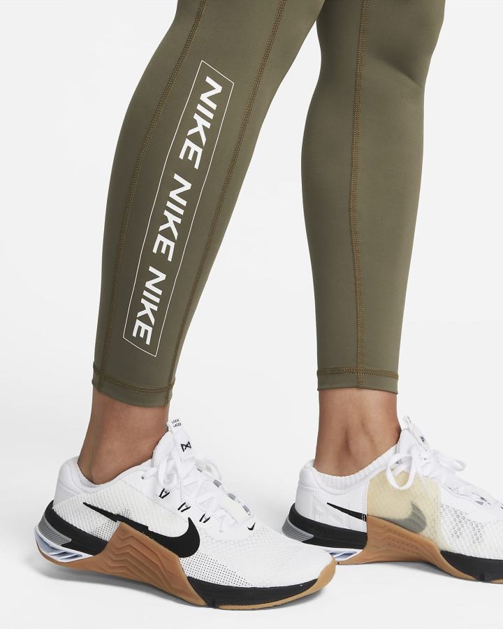 Nike Pro Dri-FIT Graficke Mid-Rise Ženske Tajice Maslinasto Zelene Bijele | HR-06821AWCU