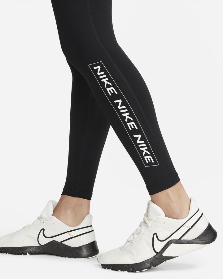 Nike Pro Dri-FIT Graficke Mid-Rise Ženske Tajice Crne Tamno Sive Bijele | HR-97140ZQRT