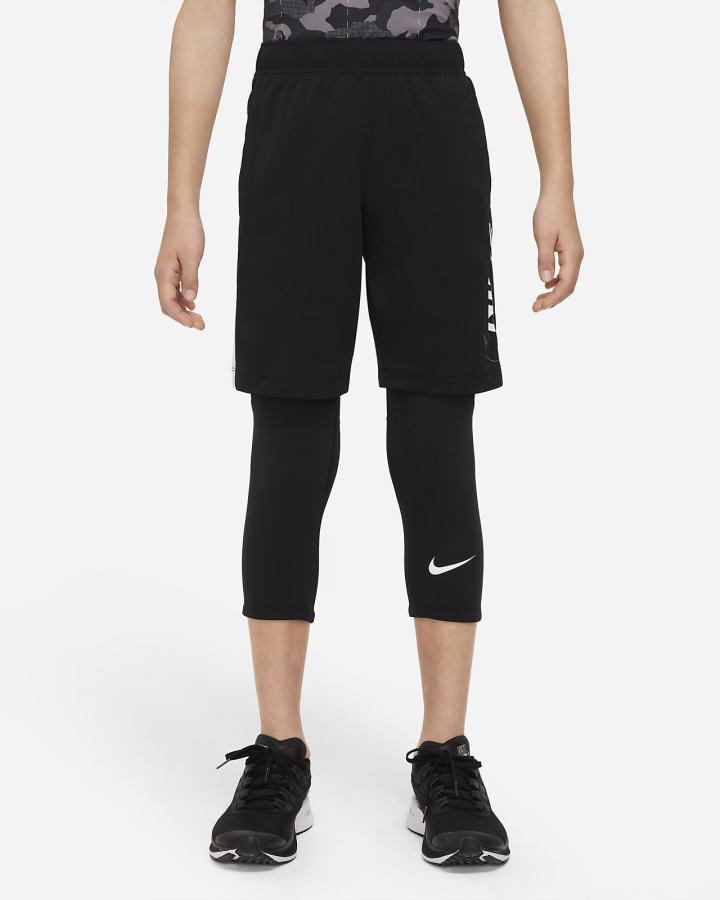 Nike Pro Dri-FIT Kids 3/4-Length Za Dječake Tajice Crne Bijele | HR-60917XFVM