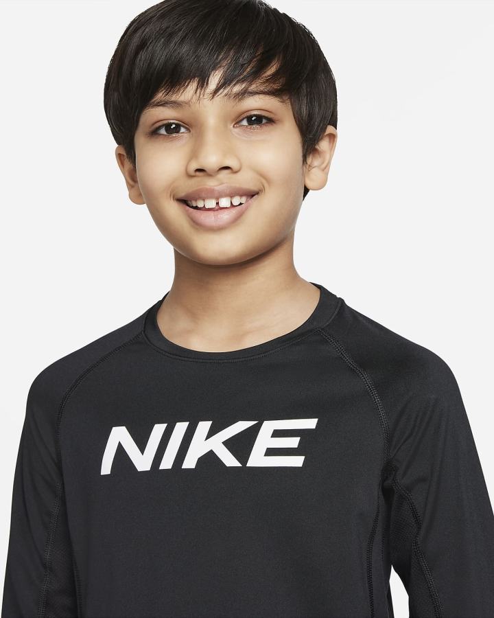 Nike Pro Dri-FIT Kids Long-Sleeve Top Za Dječake Košulje Crne | HR-35241VQXJ