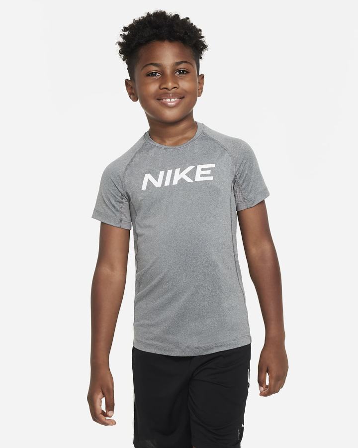 Nike Pro Dri-FIT Kids Short-Sleeve Top Za Dječake Majice Tamno Sive | HR-28139ZMLQ