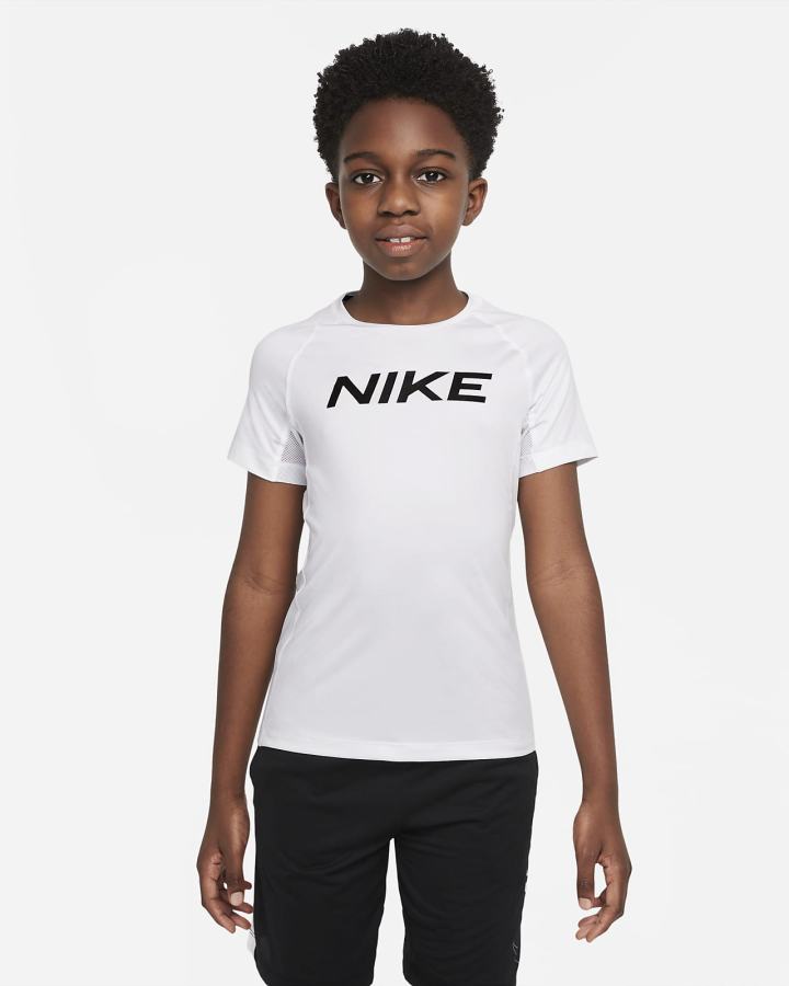 Nike Pro Dri-FIT Kids Short-Sleeve Top Za Dječake Majice Bijele | HR-43691IWVE