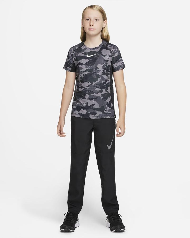 Nike Pro Dri-FIT Kids Short-Sleeve Training Top Za Dječake Majice Crne Bijele | HR-64201RMAO